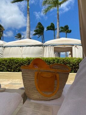 Jacquemus Natural Straw Tote with Yellow Suede Trim